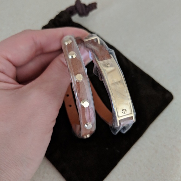 Michael Kors Golden Studs w/ Plaque Leather Wrap - Picture 2 of 3